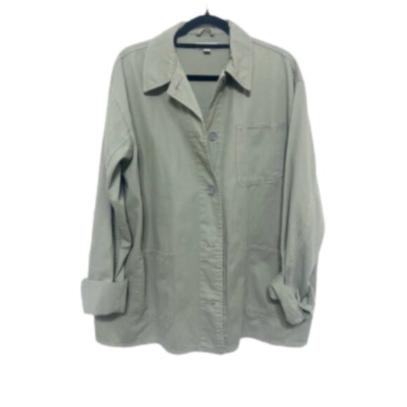 Topshop EUC size M/L light sage green boxy fit shirt jacket button down - Picture 1 of 5